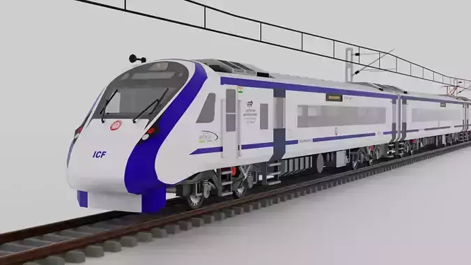 Train 18 Vande Bharat Express in Blue and White Livery 3D model