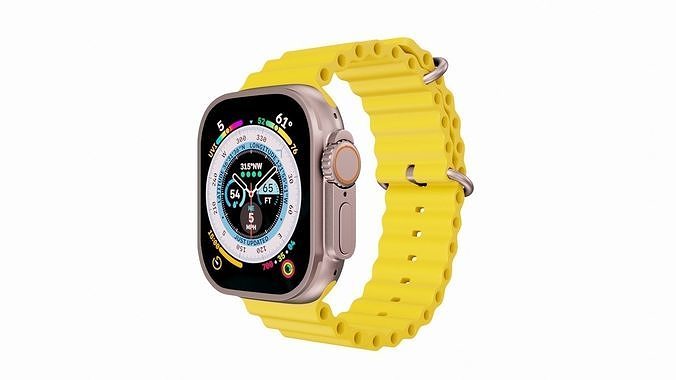 Apple Watch Ultra Ocean Band Yellow Color 3D Model Low-poly 3D model