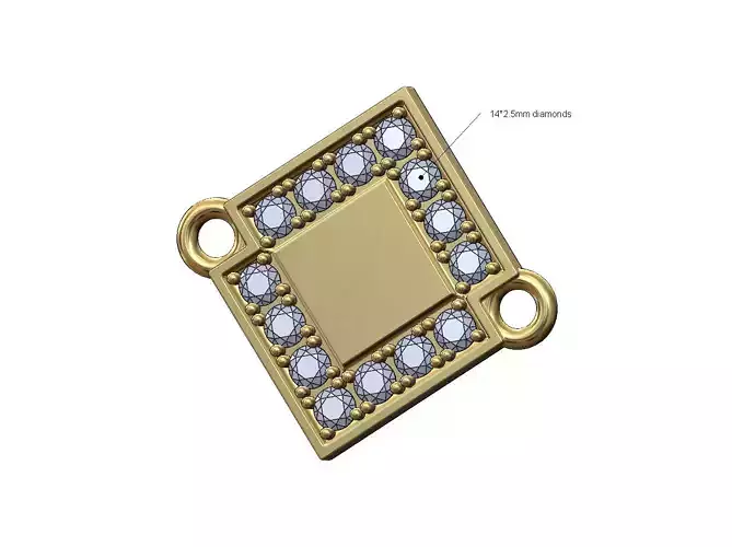 Engravable diamond Lozenge plate bracelet charm and pendant