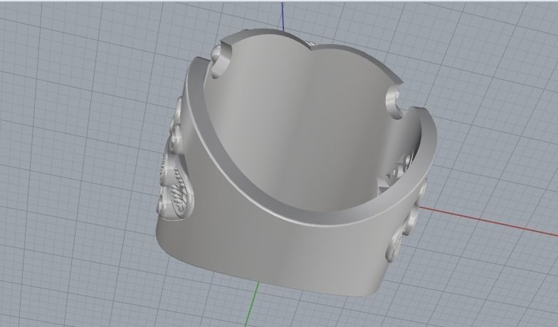 Ring with the letter R N01887 3D print model_4