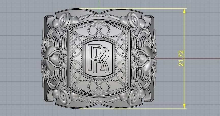 Ring with the letter R N01887 3D print model_7