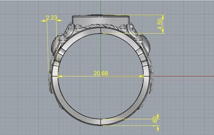 Ring with the letter R N01887 3D print model_5