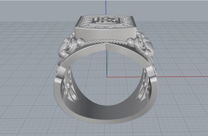 Ring with the letter R N01887 3D print model_3