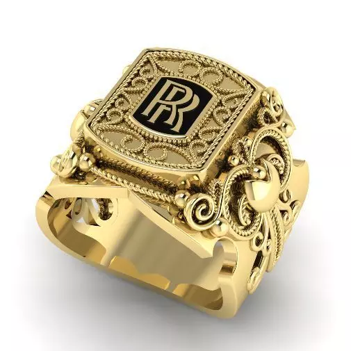 Ring with the letter R N01887 3D print model_0