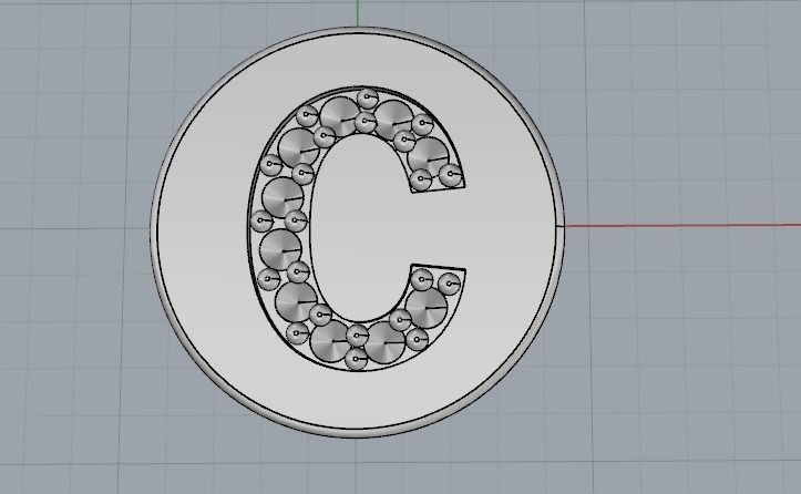 Pendant with the letter C N01858 3D print model_5