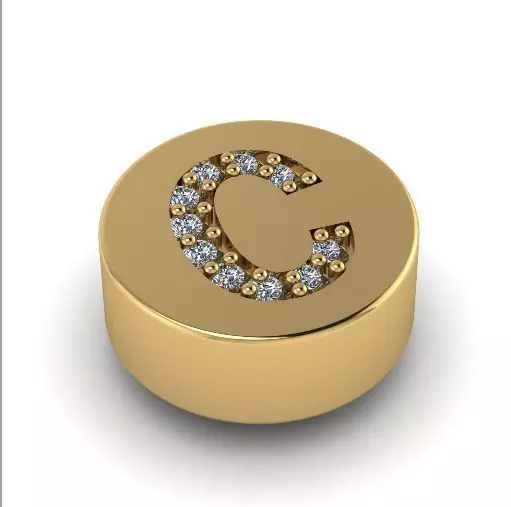 Pendant with the letter C N01858 3D print model_0