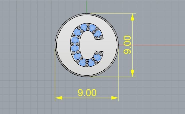 Pendant with the letter C N01858 3D print model_6