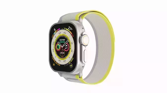 Apple Watch Ultra Trail Loop Yellow And Beige Color 3D Model