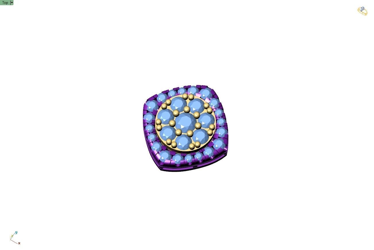 Custom Cushion Square Shape Round Diamond Studs - Earrings 14mm 3D print model_11