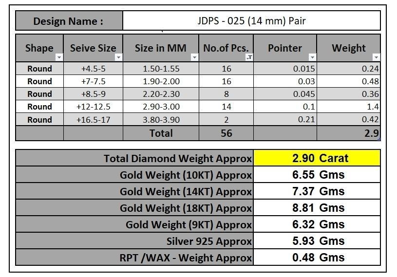 Custom Cushion Square Shape Round Diamond Studs - Earrings 14mm 3D print model_23