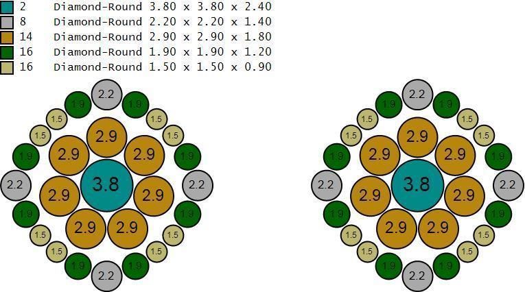 Custom Cushion Square Shape Round Diamond Studs - Earrings 14mm 3D print model_22