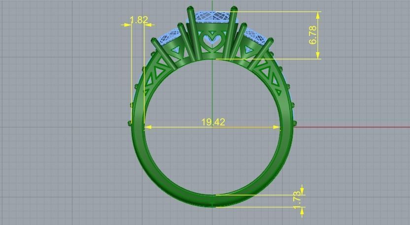 Ring with heart N01896 3D print model_6