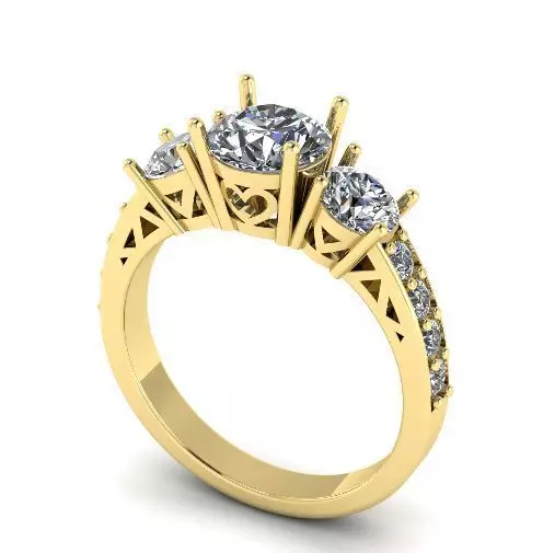 Ring with heart N01896 3D print model_0