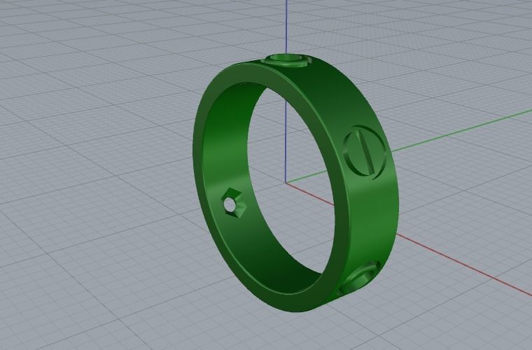 Ring with bolts and stones N012221 3D print model_5