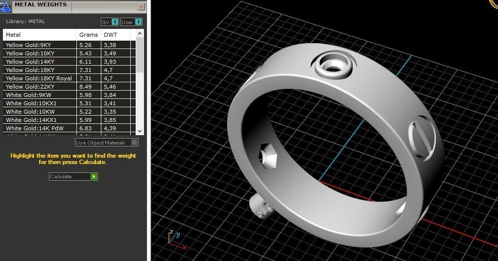 Ring with bolts and stones N012221 3D print model_9