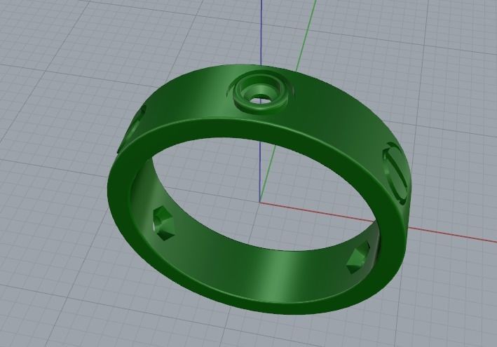 Ring with bolts and stones N012221 3D print model_3