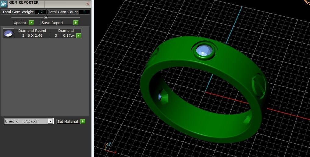 Ring with bolts and stones N012221 3D print model_10