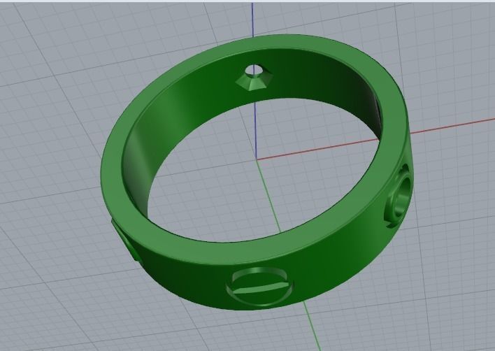 Ring with bolts and stones N012221 3D print model_6