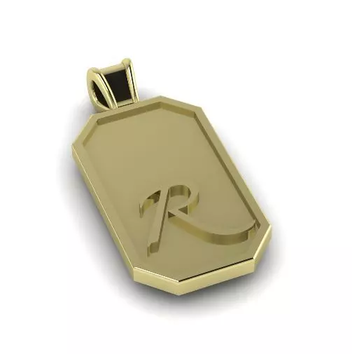 Pendant with the letter R N012203 3D print model_0