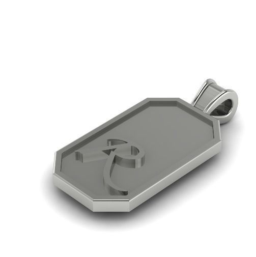 Pendant with the letter R N012203 3D print model_1