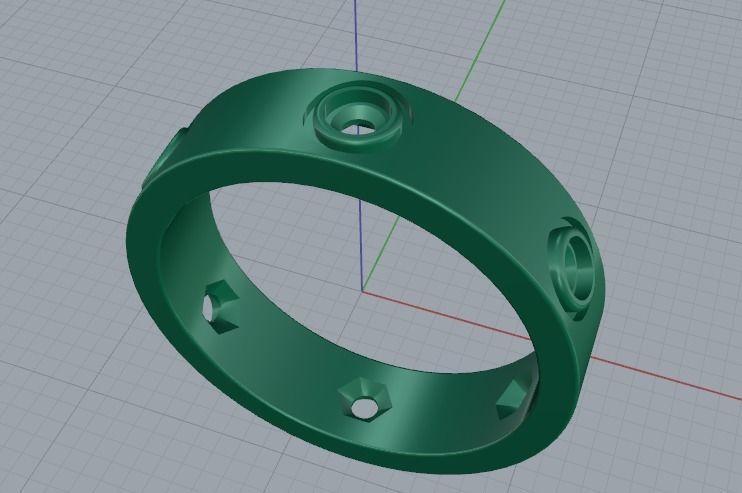 Ring with stones N012197 3D print model_3
