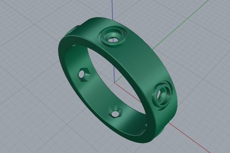 Ring with stones N012187 3D print model_3