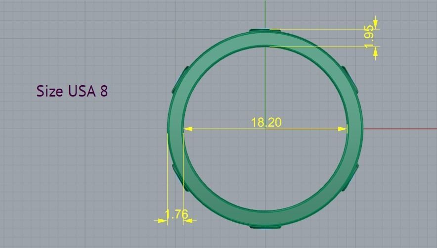 Ring with stones N012184 3D print model_7