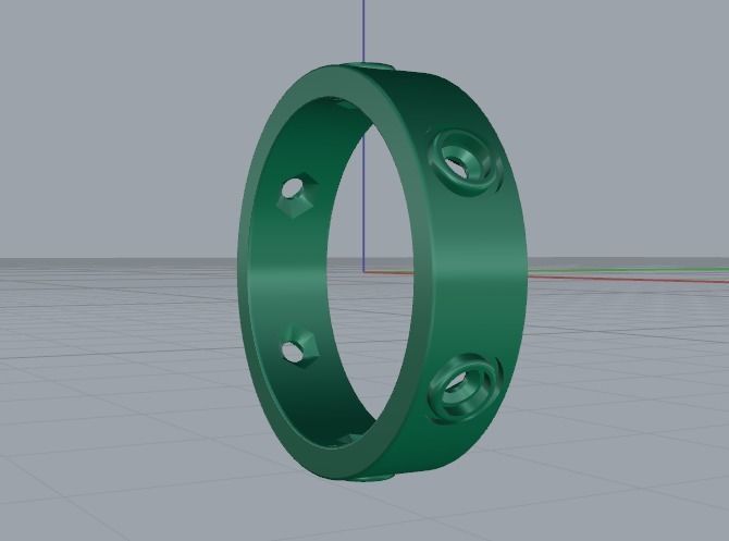 Ring with stones N012180 3D print model_6