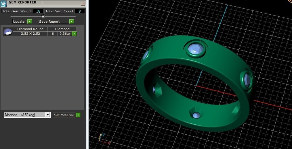 Ring with stones N012180 3D print model_10
