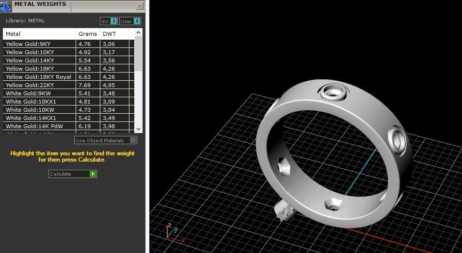 Ring with stones N012176 3D print model_8