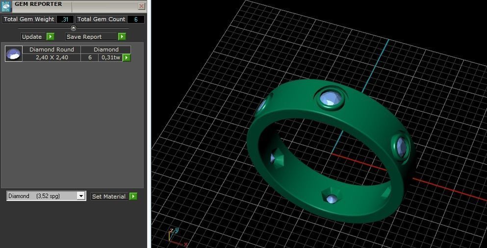 Ring with stones N012176 3D print model_9