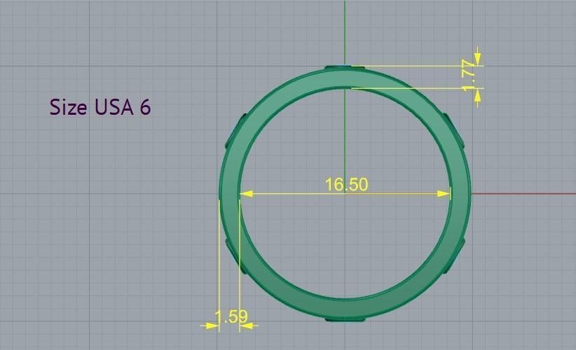 Ring with stones N012176 3D print model_6