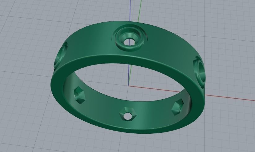 Ring with stones N012176 3D print model_3