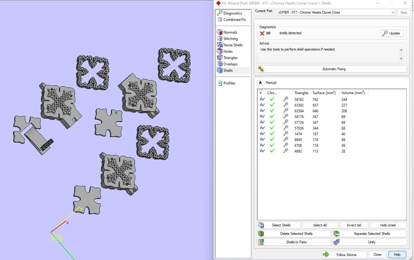 Custom Chrome Hearts Cross w Small Cross Link - Bracelet Link 3D print model_20