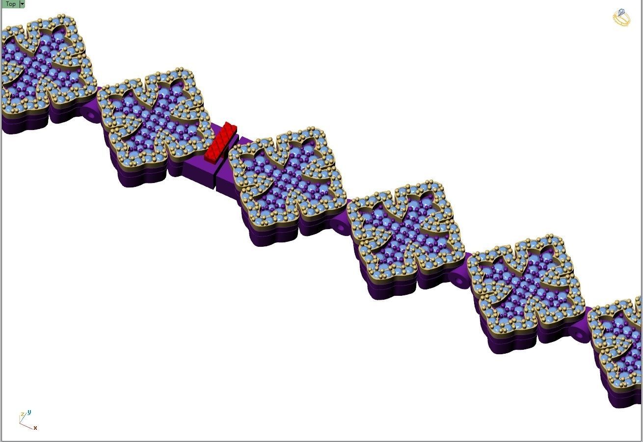 Custom Chrome Hearts Cross w Small Cross Link - Bracelet Link 3D print model_11