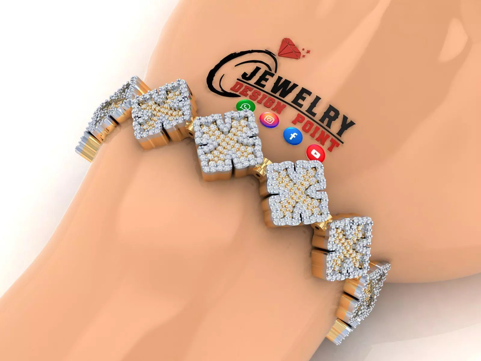 Custom Chrome Hearts Cross w Small Cross Link - Bracelet Link 3D print model_0