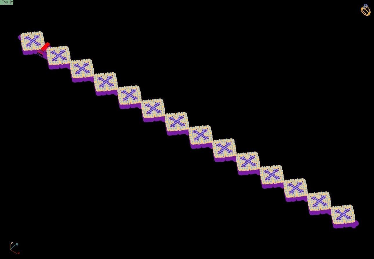 Custom Chrome Hearts Cross w Small Cross Link - Bracelet Link 3D print model_15