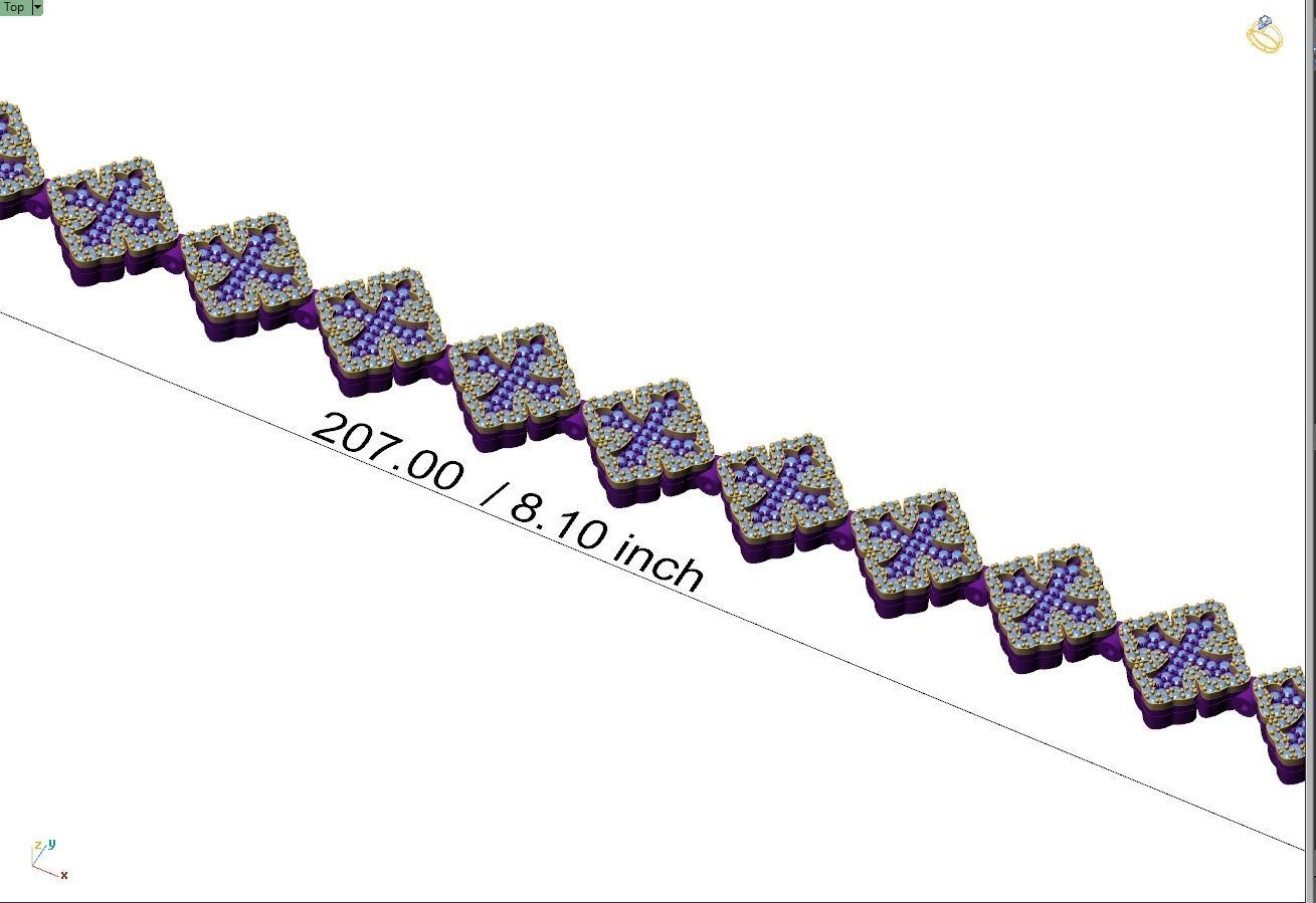 Custom Chrome Hearts Cross w Small Cross Link - Bracelet Link 3D print model_8