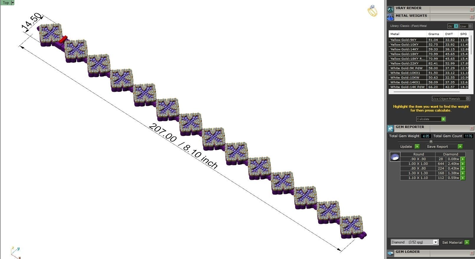 Custom Chrome Hearts Cross w Small Cross Link - Bracelet Link 3D print model_6