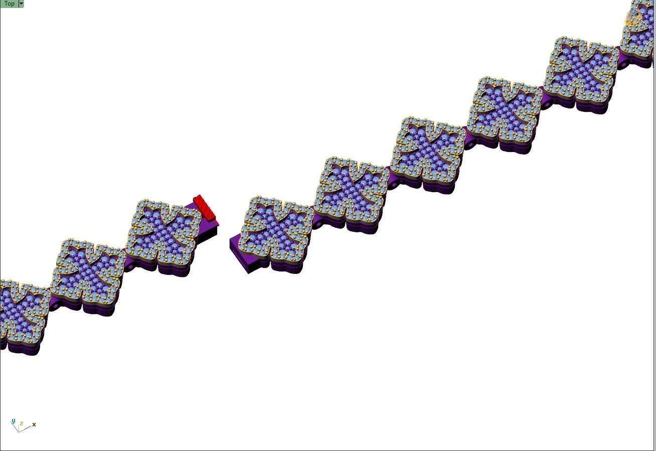 Custom Chrome Hearts Cross w Small Cross Link - Bracelet Link 3D print model_12