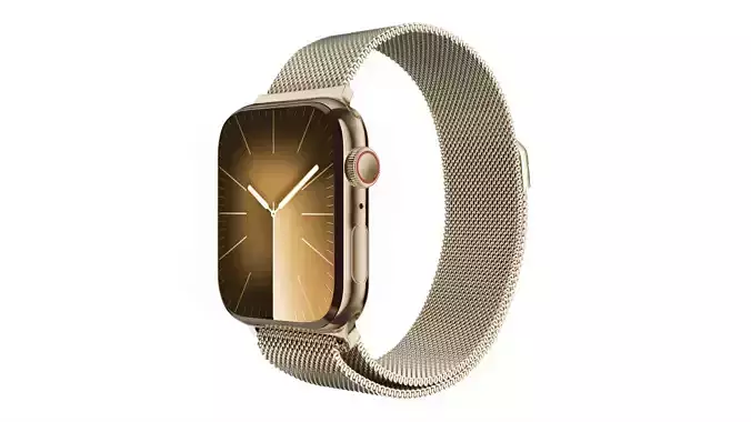 Apple Watch Series 9 Gold Stainless Steel Milanese Loop Color
