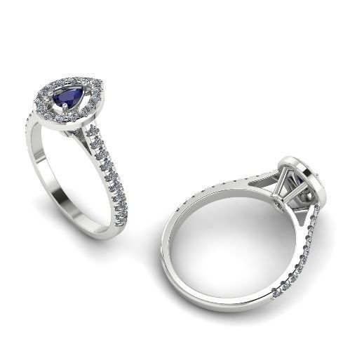 Pear stone ring N012262 3D print model_1