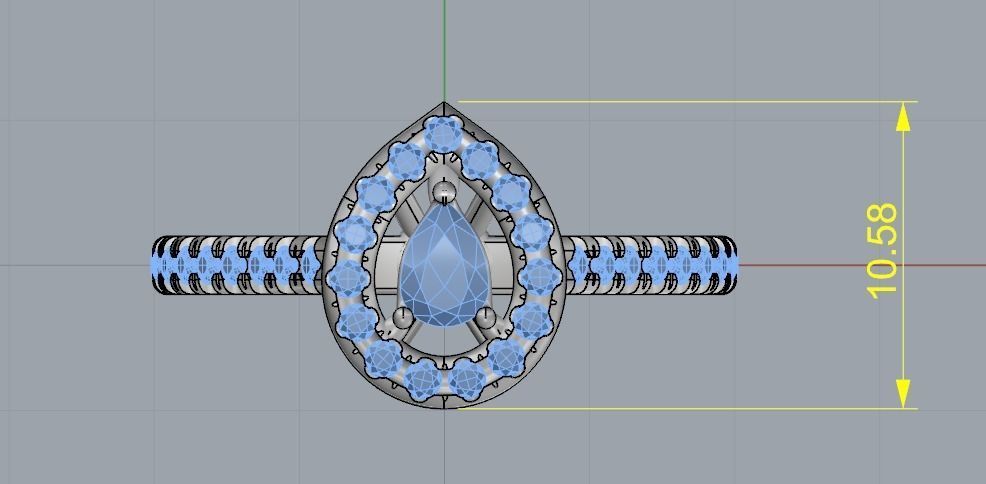Pear stone ring N012262 3D print model_6