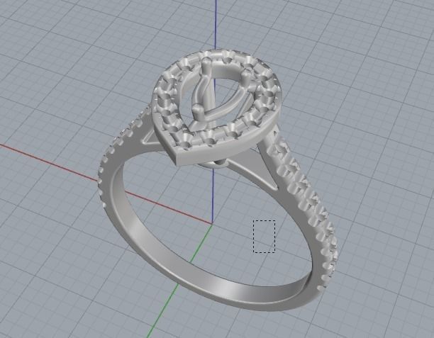 Pear stone ring N012262 3D print model_2