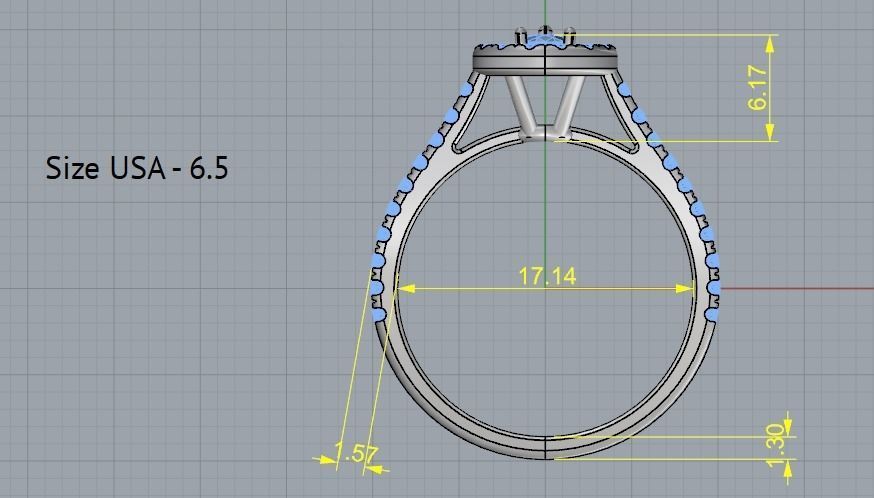 Pear stone ring N012262 3D print model_5