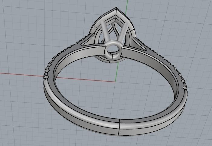 Pear stone ring N012262 3D print model_4