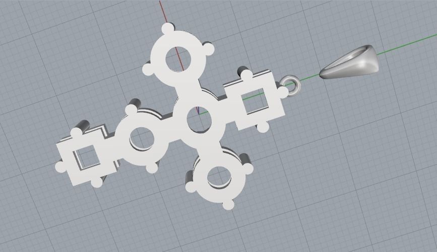 Pendant cross N012233 3D print model_4