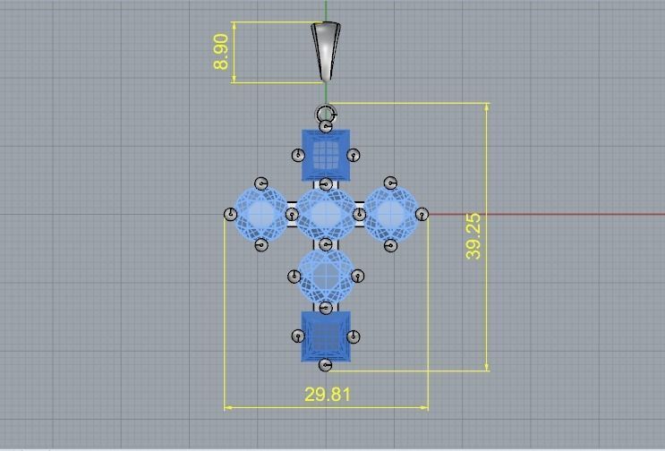 Pendant cross N012233 3D print model_5