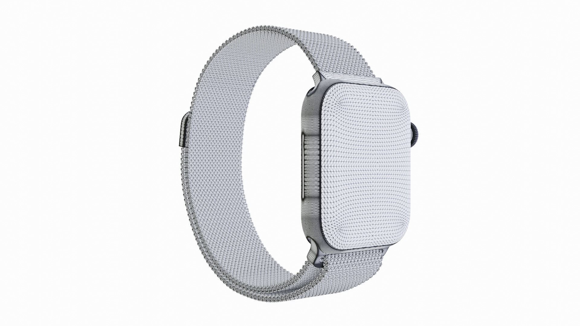 Apple Watch Series 9 Graphite Stainless Steel Milanese Loop Low-poly 3D model_10