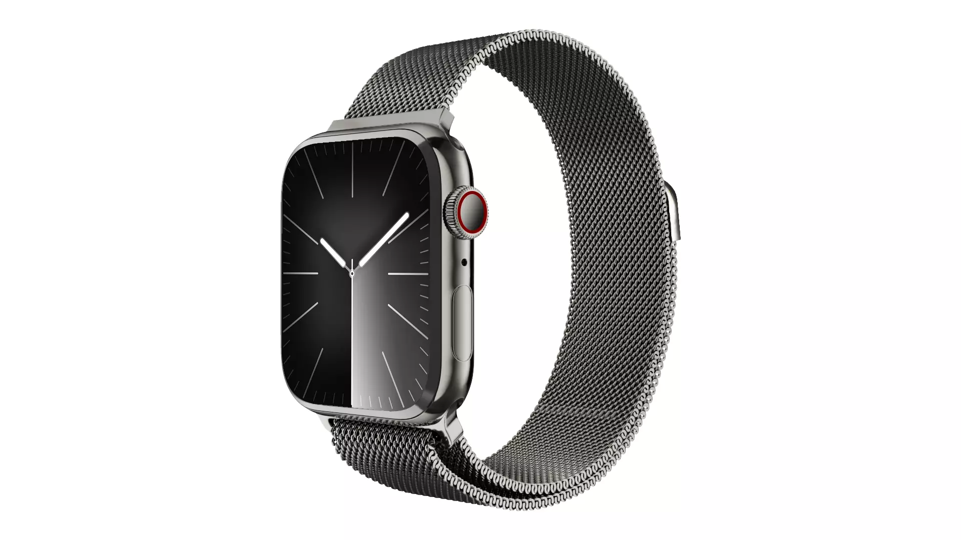 Apple Watch Series 9 Graphite Stainless Steel Milanese Loop Low-poly 3D model_0